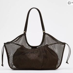 Brown Mesh Tote Bag